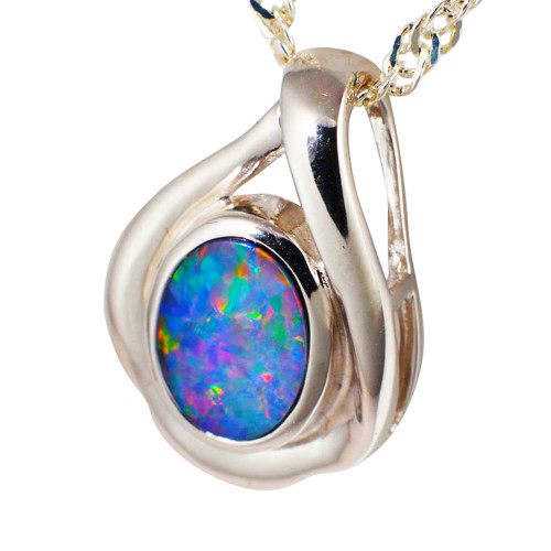 LEVITATE STERLING SILVER AUSTRALIAN OPAL NECKLACE